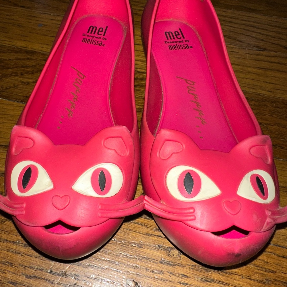 Mel by Mini Melissa Pink Cat Face Dress Shoes